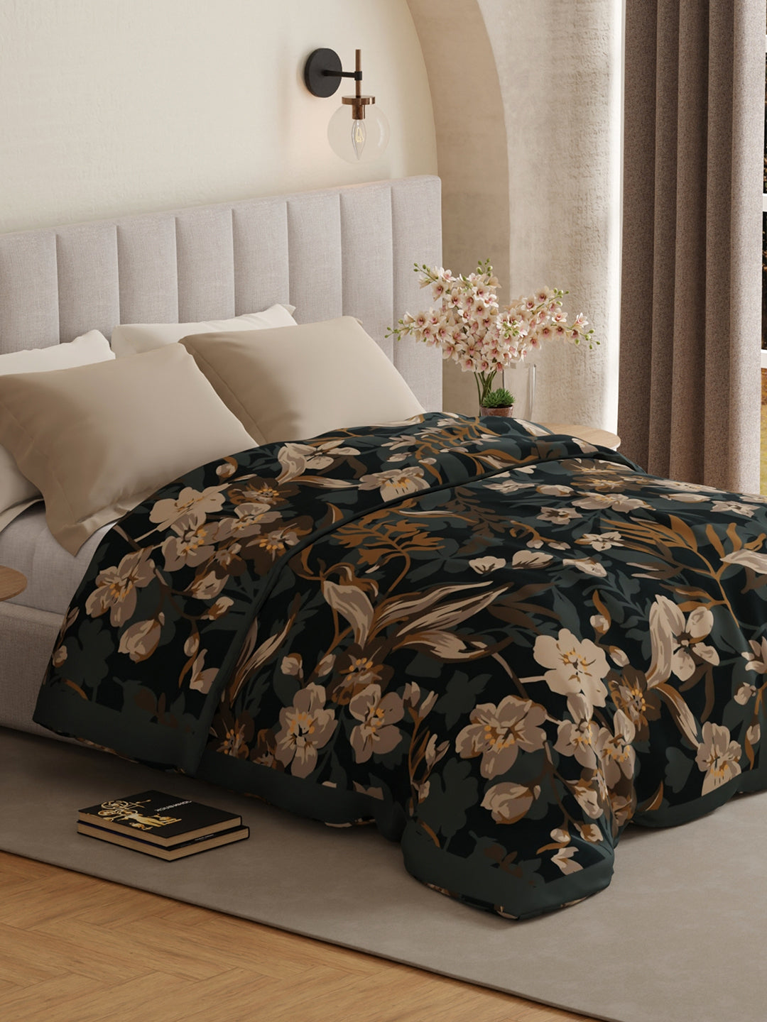 Platinum Pulse 1000 GSM Multicolor Floral Print 3 Ply Double Premium Mink Blanket (Size - 2.20 m x 2.40 m)
