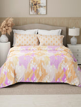 Embrace 100% Cotton 152 TC Orange & Purple Geometrical Print Double Bedsheet with 2 Pillow Covers