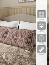 Embrace 100% Cotton 152 TC Brown Geometrical Print Double Bedsheet with 2 Pillow Covers