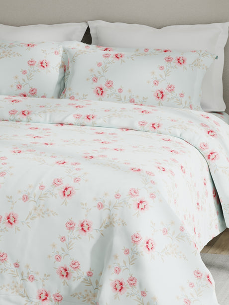Embrace 100% Cotton 152 TC Blue & Pink Floral King Bedsheet with 2 Pillow Covers