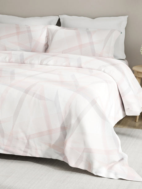 Embrace 100% Cotton 152 TC Pink Stripes King Bedsheet with 2 Pillow Covers