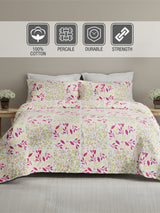 Embrace 100% Cotton 152 TC Pink & Yellow Floral King Bedsheet with 2 Pillow Covers