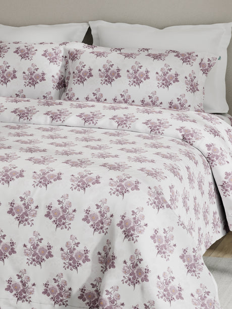Embrace 100% Cotton 152 TC Grey Floral King Bedsheet with 2 Pillow Covers