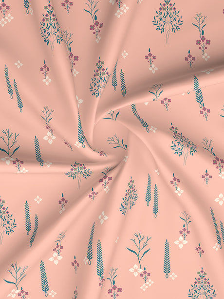 Valatia 100% Cotton 200 TC Karigari Printed Double Bedsheet with 2 Pillow Covers - Peach