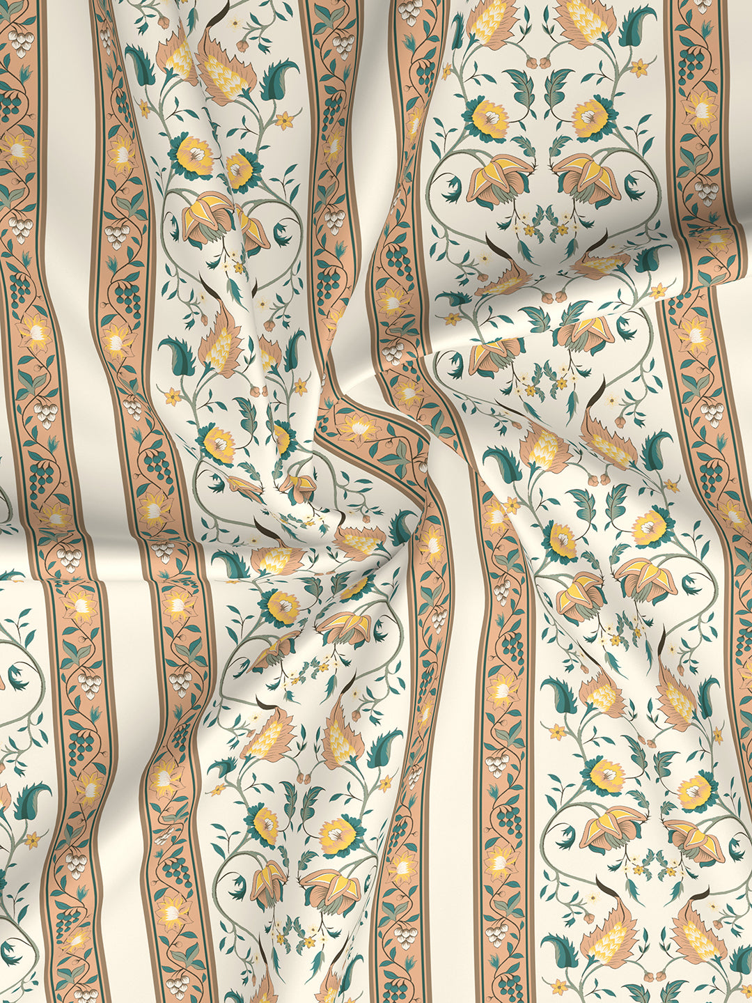 Valatia 100% Cotton 200 TC Karigari Printed Single Bedsheet with 1 Pillow Cover - Yellow & White