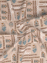 Valatia 100% Cotton 200 TC Karigari Printed Single Bedsheet with 1 Pillow Cover - Brown & Pink