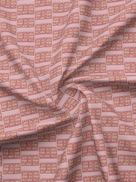 Valatia Karigari 100% Cotton 200 TC Pink & Yellow Ethnic Print Reversible Single Size Dohar (88 L x 60 W inches)