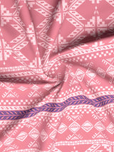 Valatia Gypsy 100% Cotton 200 TC Ethnic Printed King Bedsheet with 2 Pillow Covers - Pink & White