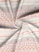 Valatia Gypsy 100% Cotton 200 TC Ethnic Print Fitted King Bedsheet with 2 Pillow Covers - White