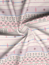 Valatia Gypsy 100% Cotton 200 TC Ethnic Print Fitted King Bedsheet with 2 Pillow Covers - Purple