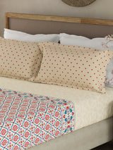 Valatia Gypsy 100% Cotton 200 TC Ethnic Print Fitted King Bedsheet with 2 Pillow Covers - c