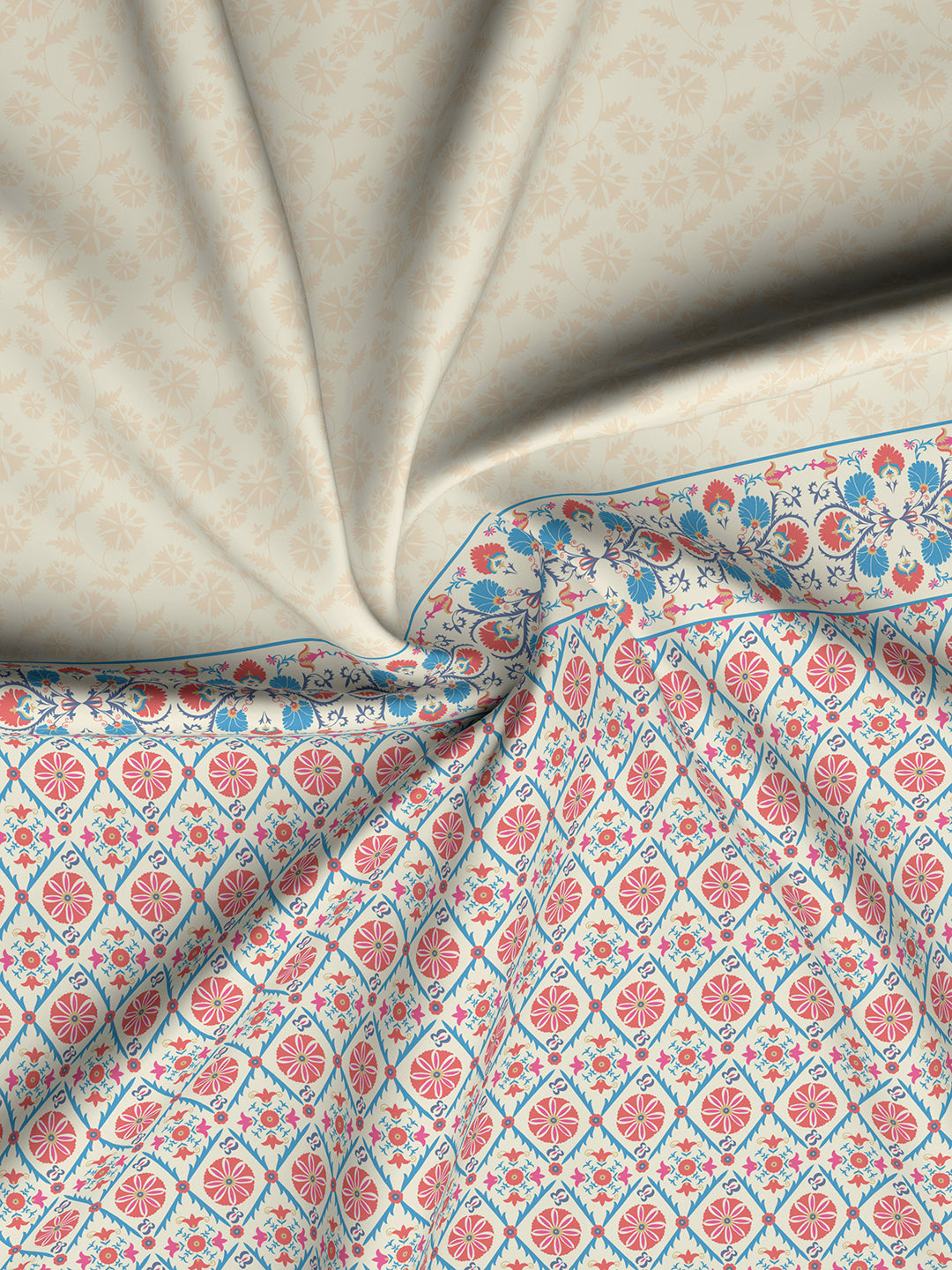 Valatia Gypsy 100% Cotton 200 TC Ethnic Print Fitted King Bedsheet with 2 Pillow Covers - c