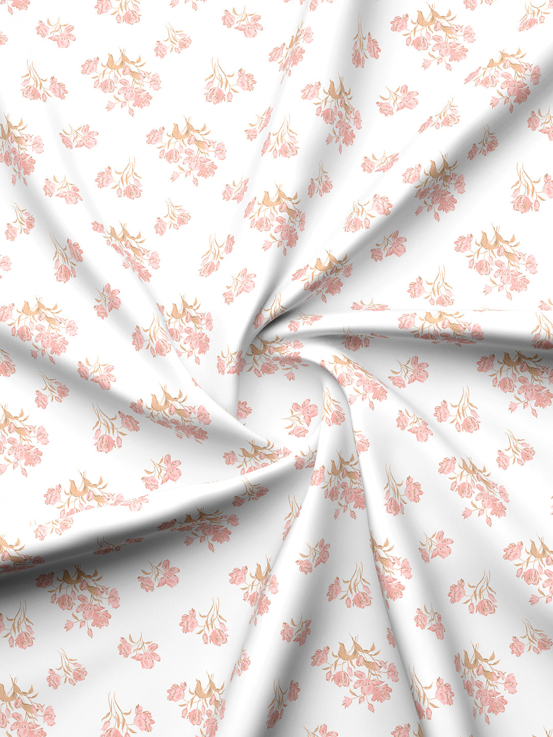 Valatia 100% Cotton 200 TC White & Pink Floral King Bedsheet with 2 Pillow Covers