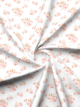 Valatia 100% Cotton 200 TC White & Pink Floral King Bedsheet with 2 Pillow Covers