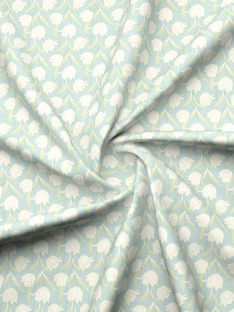 Valatia 100% Cotton 200 TC Blue & White Floral King Bedsheet with 2 Pillow Covers