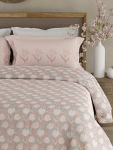 Valatia 100% Cotton 200 TC Pink Floral King Bedsheet with 2 Pillow Covers