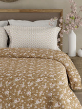 Valatia 100% Cotton 200 TC Brown Floral King Bedsheet with 2 Pillow Covers