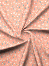 Valatia 100% Cotton 200 TC Peach Floral King Bedsheet with 2 Pillow Covers