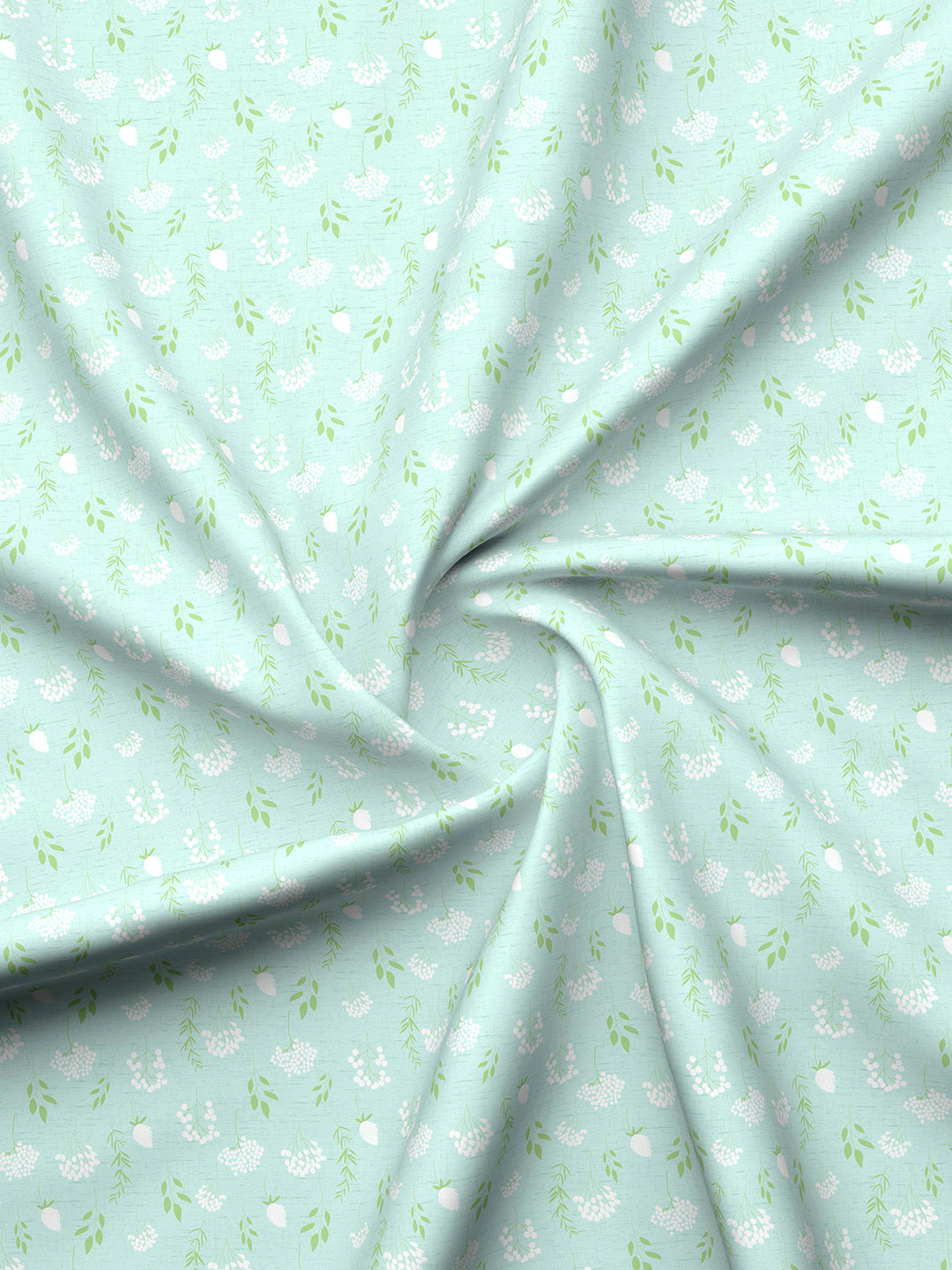 Valatia 100% Cotton 200 TC Green Floral King Bedsheet with 2 Pillow Covers