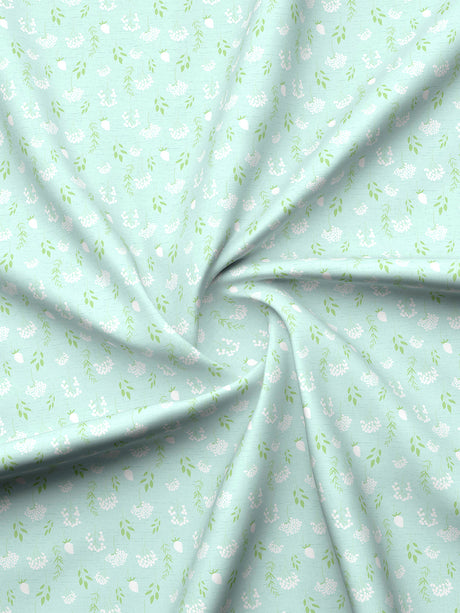 Valatia 100% Cotton 200 TC Green Floral King Bedsheet with 2 Pillow Covers