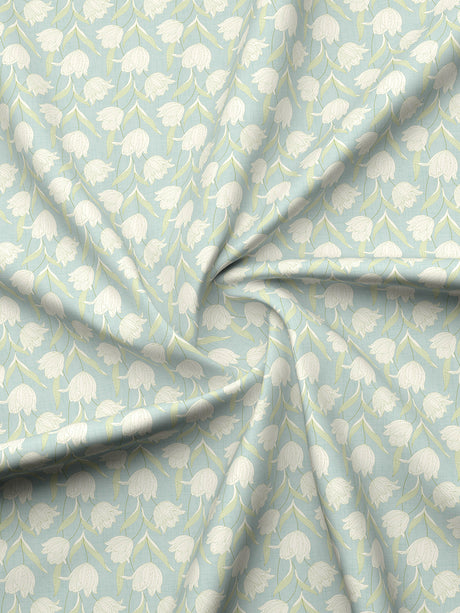 Valatia 100% Cotton 200 TC Grey & White Floral King Fitted Bedsheet with 2 Pillow Covers