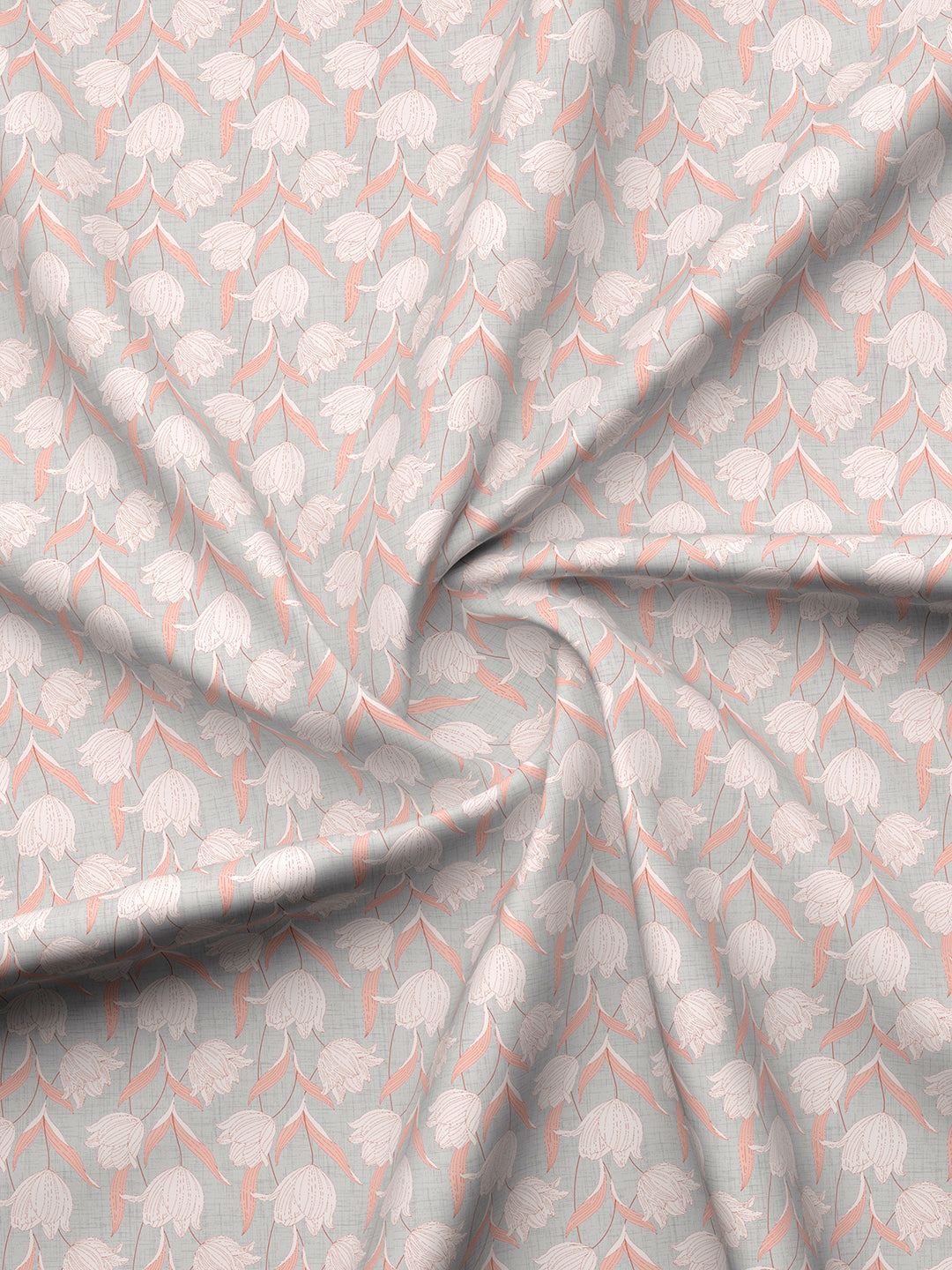 Valatia 100% Cotton 200 TC Pink & Grey Floral King Fitted Bedsheet with 2 Pillow Covers