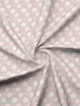 Valatia 100% Cotton 200 TC Pink & Grey Floral King Fitted Bedsheet with 2 Pillow Covers