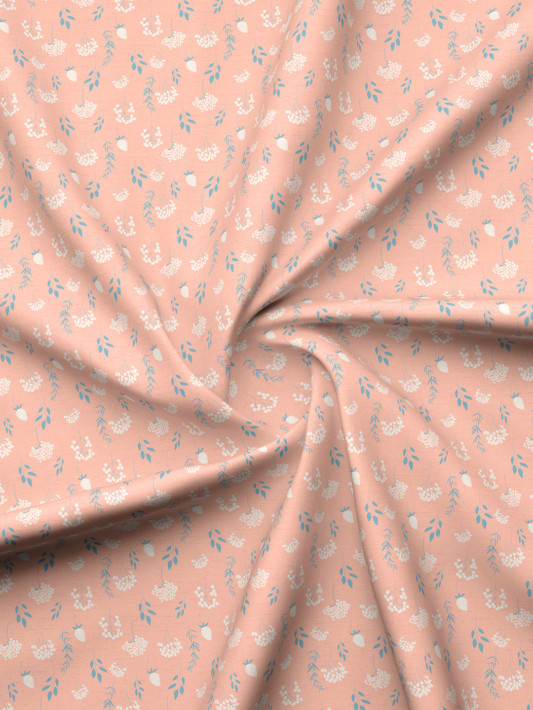 Valatia 100% Cotton 200 TC Peach Floral King Fitted Bedsheet with 2 Pillow Covers