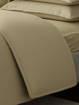 100% Cotton, 300 TC | King Size Bedding Set | 1 Bedsheet with 1 Duvet Cover & 4 Pillow Covers | Emblem Collection - Beige