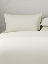 100% Cotton, 300 TC | King Size Bedding Set | 1 Bedsheet with 1 Duvet Cover & 4 Pillow Covers | Emblem Collection - White