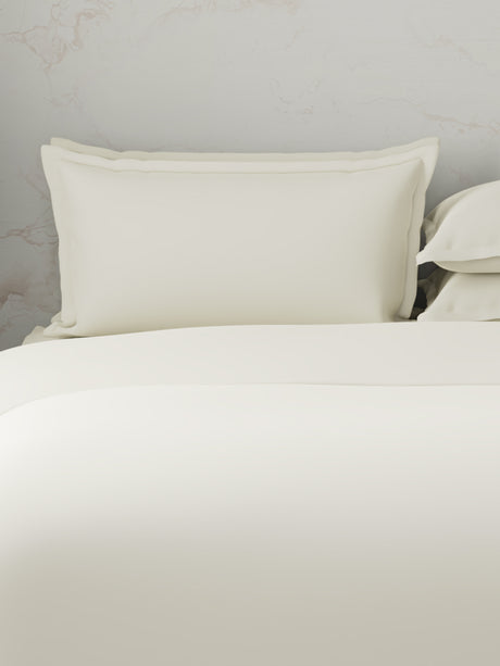 100% Cotton, 300 TC | King Size Bedding Set | 1 Bedsheet with 1 Duvet Cover & 4 Pillow Covers | Emblem Collection - White