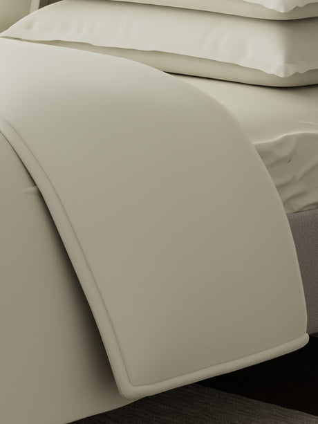 100% Cotton, 300 TC | King Size Bedding Set | 1 Bedsheet with 1 Duvet Cover & 4 Pillow Covers | Emblem Collection - White