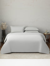 100% Cotton, 300 TC | King Size Bedding Set | 1 Bedsheet with 1 Duvet Cover & 4 Pillow Covers | Emblem Collection - White