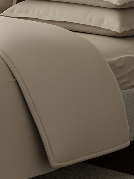 100% Cotton, 300 TC | King Size Bedding Set | 1 Bedsheet with 1 Duvet Cover & 4 Pillow Covers | Emblem Collection - Beige