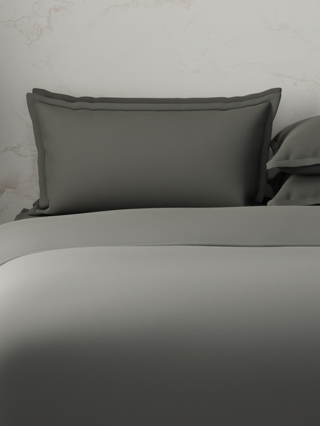 100% Cotton, 300 TC | King Size Bedding Set | 1 Bedsheet with 1 Duvet Cover & 4 Pillow Covers | Emblem Collection - Grey