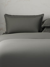 100% Cotton, 300 TC | King Size Bedding Set | 1 Bedsheet with 1 Duvet Cover & 4 Pillow Covers | Emblem Collection - Grey