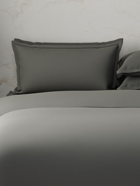 100% Cotton, 300 TC | King Size Bedding Set | 1 Bedsheet with 1 Duvet Cover & 4 Pillow Covers | Emblem Collection - Grey