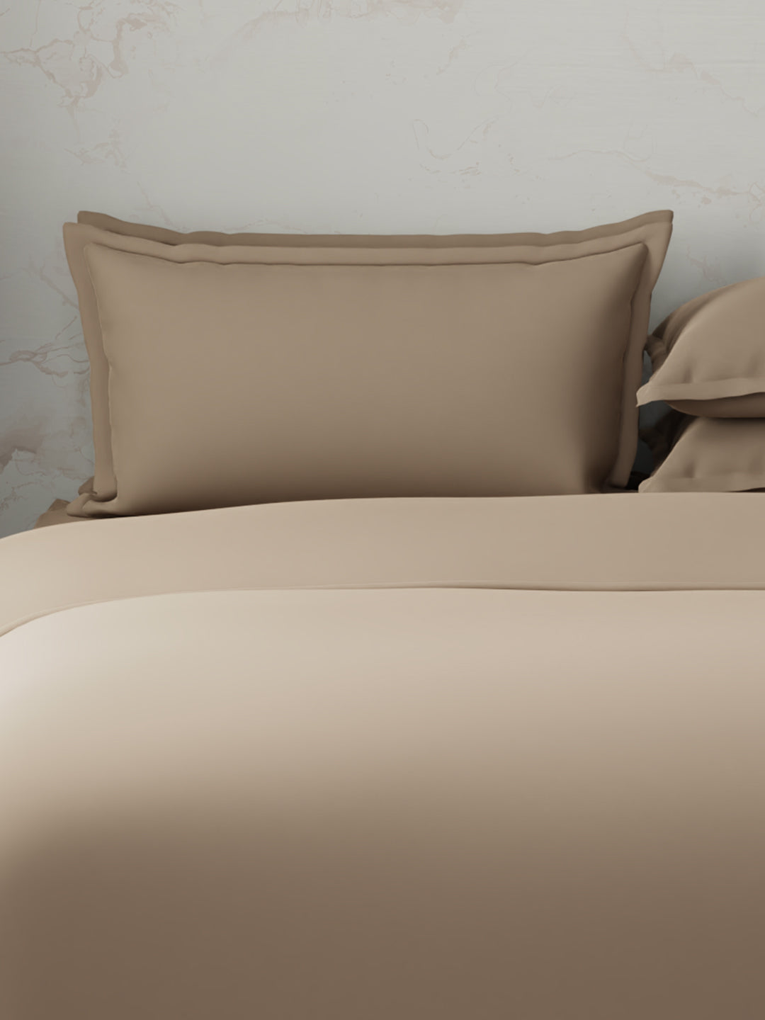 100% Cotton, 300 TC | King Size Bedding Set | 1 Bedsheet with 1 Duvet Cover & 4 Pillow Covers | Emblem Collection - Brown