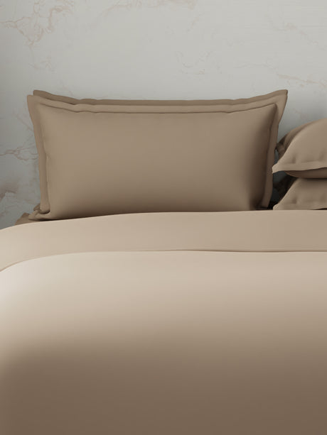 100% Cotton, 300 TC | King Size Bedding Set | 1 Bedsheet with 1 Duvet Cover & 4 Pillow Covers | Emblem Collection - Brown