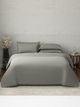 100% Cotton, 300 TC | King Size Bedding Set | 1 Bedsheet with 1 Duvet Cover & 4 Pillow Covers | Emblem Collection - Grey