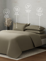 100% Cotton, 300 TC | King Size Bedding Set | 1 Bedsheet with 1 Duvet Cover & 4 Pillow Covers | Emblem Collection - Green