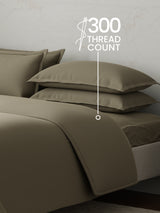 100% Cotton, 300 TC | King Size Bedding Set | 1 Bedsheet with 1 Duvet Cover & 4 Pillow Covers | Emblem Collection - Green