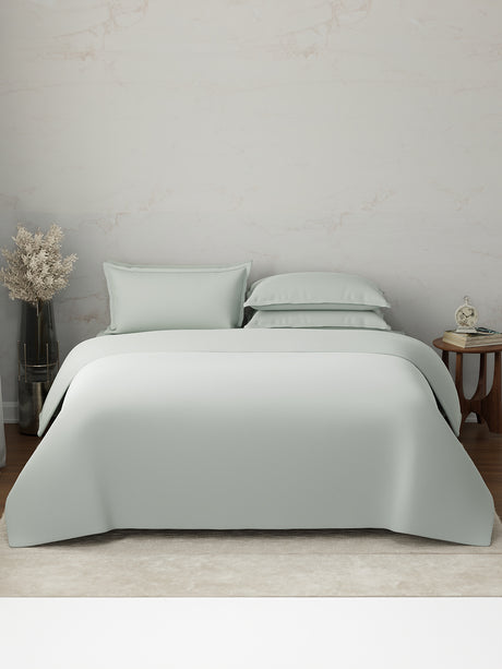 100% Cotton, 300 TC | King Size Bedding Set | 1 Bedsheet with 1 Duvet Cover & 4 Pillow Covers | Emblem Collection - Grey