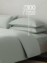 100% Cotton, 300 TC | King Size Bedding Set | 1 Bedsheet with 1 Duvet Cover & 4 Pillow Covers | Emblem Collection - Grey