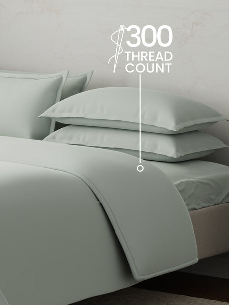 100% Cotton, 300 TC | King Size Bedding Set | 1 Bedsheet with 1 Duvet Cover & 4 Pillow Covers | Emblem Collection - Grey