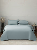 100% Cotton, 300 TC | King Size Bedding Set | 1 Bedsheet with 1 Duvet Cover & 4 Pillow Covers | Emblem Collection - Blue