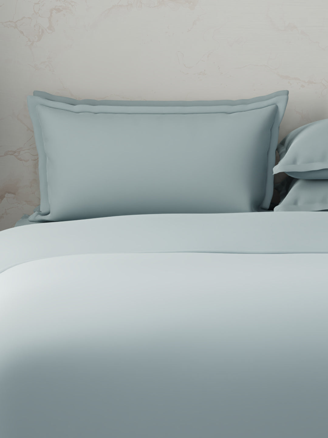100% Cotton, 300 TC | King Size Bedding Set | 1 Bedsheet with 1 Duvet Cover & 4 Pillow Covers | Emblem Collection - Blue