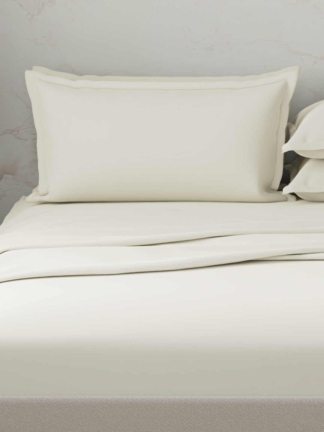 100% Cotton 300 TC | King Dyed Bedsheet with 4 Pillow Covers | Emblem Collection - White