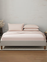 100% Cotton 300 TC | King Dyed Bedsheet with 4 Pillow Covers | Emblem Collection - Pink