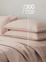 100% Cotton 300 TC | King Dyed Bedsheet with 4 Pillow Covers | Emblem Collection - Pink